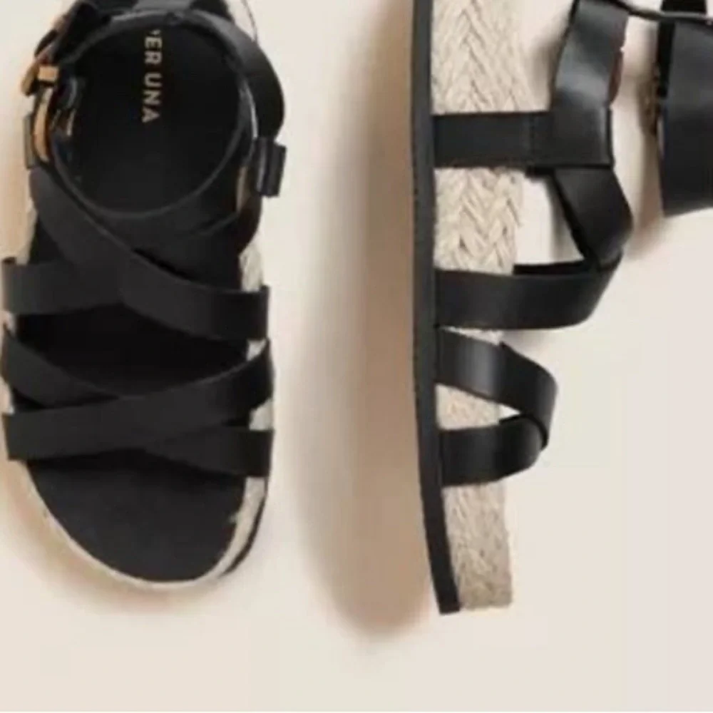 Per Una Raffia Platform Flatform Raffia Leather Dad Sandals size7.5 mens